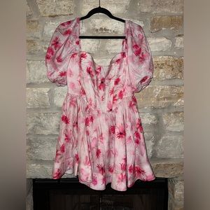 Bardot printed corset mini dress